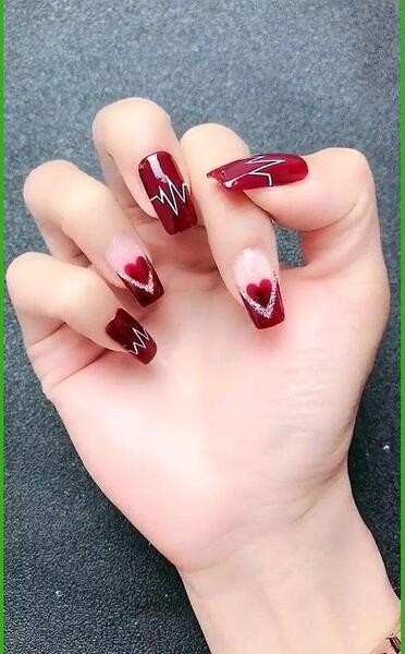 عکس ناخن دخترانه قلبی