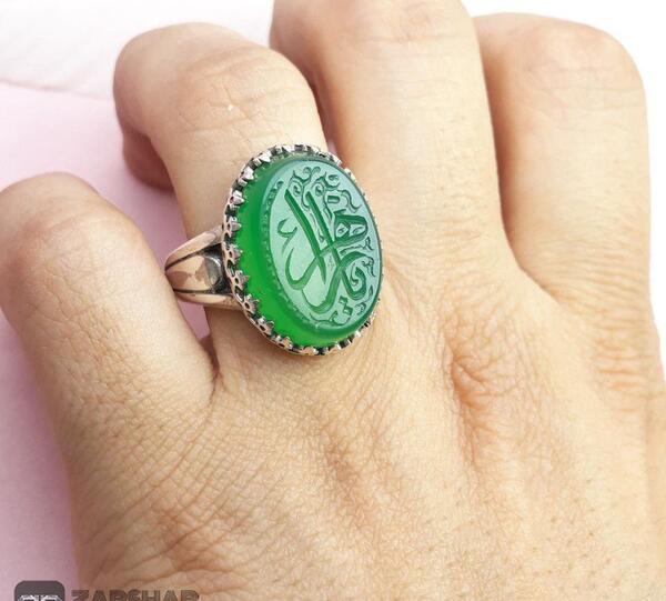 عکس انگشتر عقیق سبز مردانه