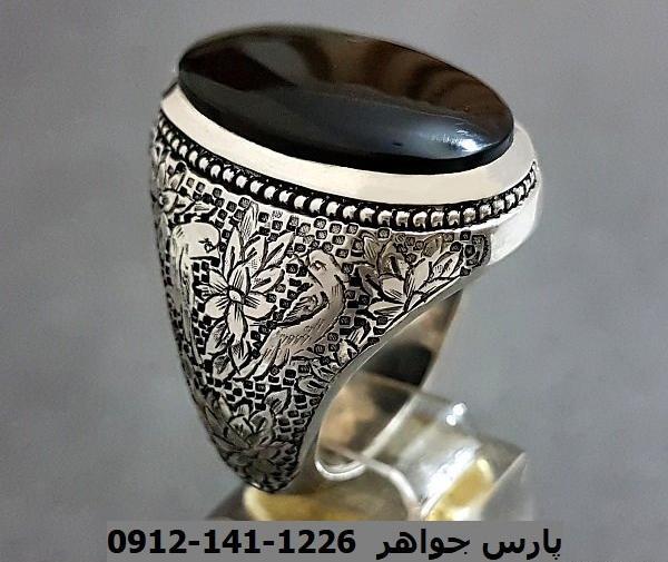 عکس انگشتر عقیق سیاه مردانه