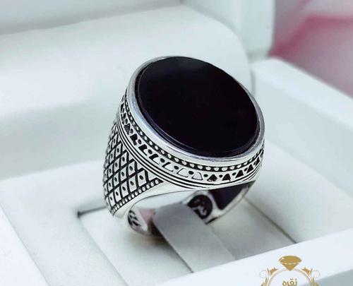 عکس انگشتر عقیق سیاه مردانه
