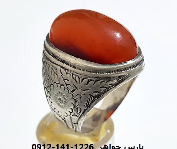 عکس انگشتر عقیق نارنجی مردانه