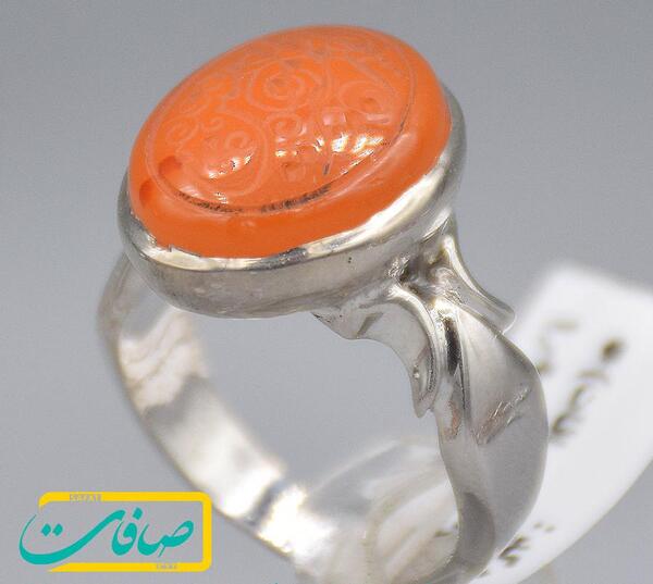 عکس انگشتر عقیق نارنجی مردانه