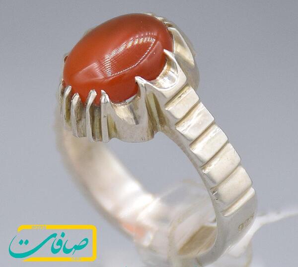 عکس انگشتر عقیق نارنجی مردانه
