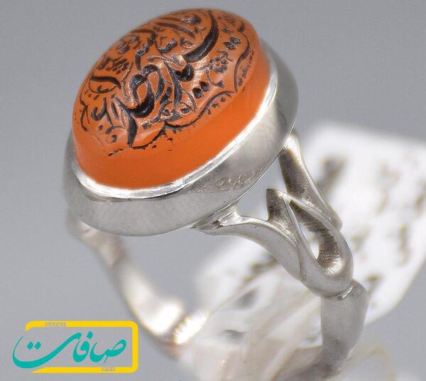 عکس انگشتر عقیق نارنجی مردانه
