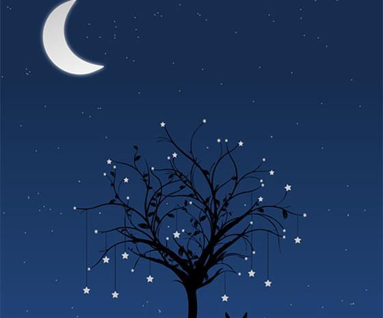عکس ماه و ستاره شب