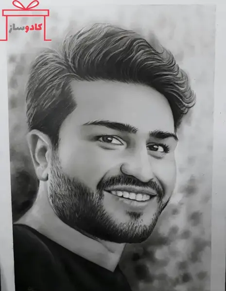 عکس چهره مرد سیاه قلم