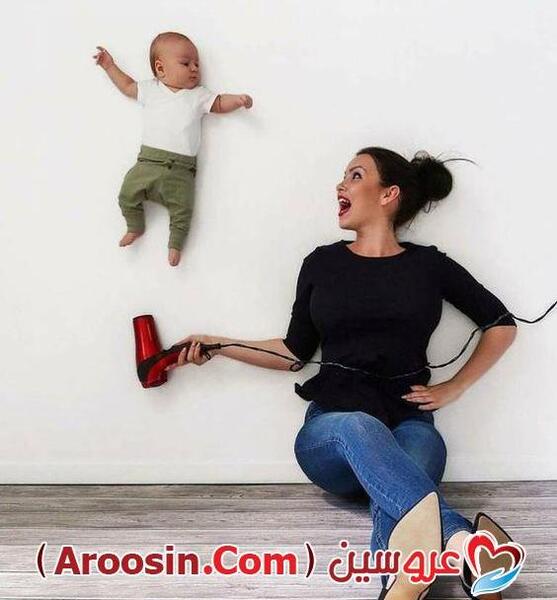 ژست عکس مادر پسری برای تولد
