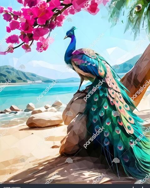 عکس نقاشی پرنده طاووس