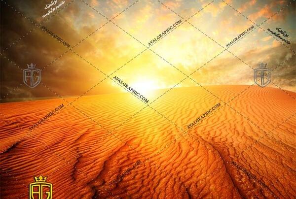 عکس غروب آفتاب در بیابان