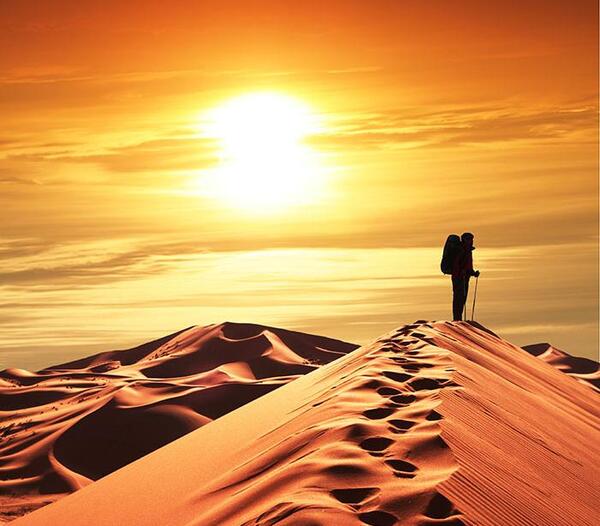 عکس غروب آفتاب در بیابان