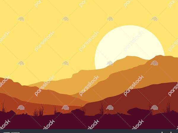 عکس غروب خورشید در کوهستان