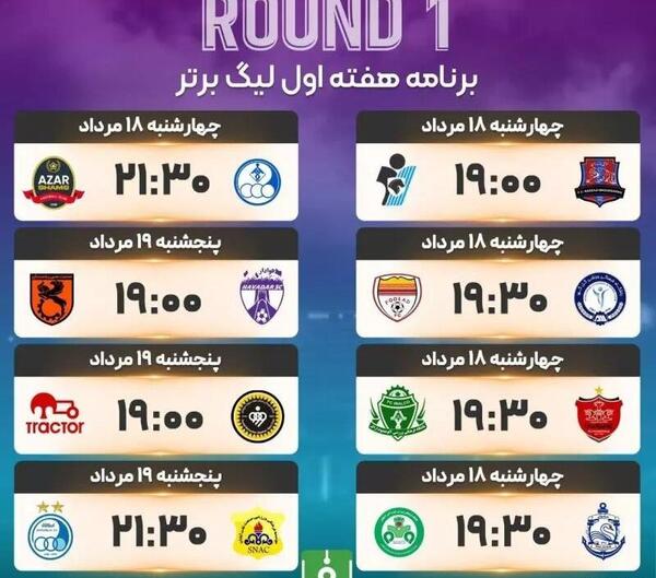 عکس جدول فوتبال لیگ برتر