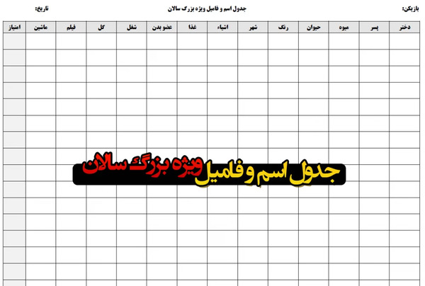 عکس اسم فامیل بازی