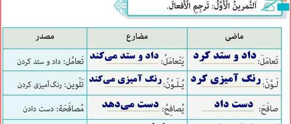 عکس کتاب عربی دهم فنی حرفه ای