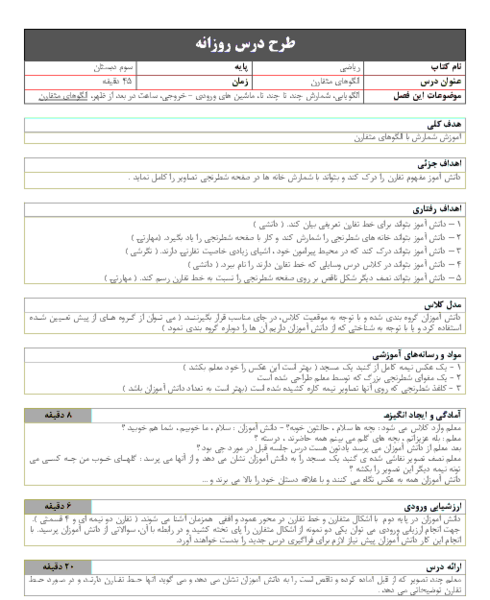 عکس کتاب کلاس سوم درس اول