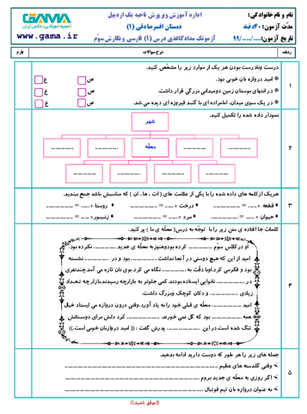 عکس کتاب کلاس سوم درس اول