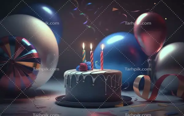 عکس با کیک و بادکنک