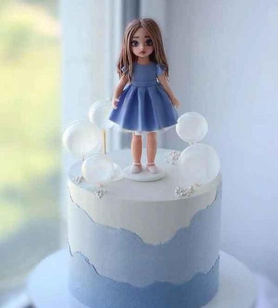 عکس کیک دخترانه رنگ آبی