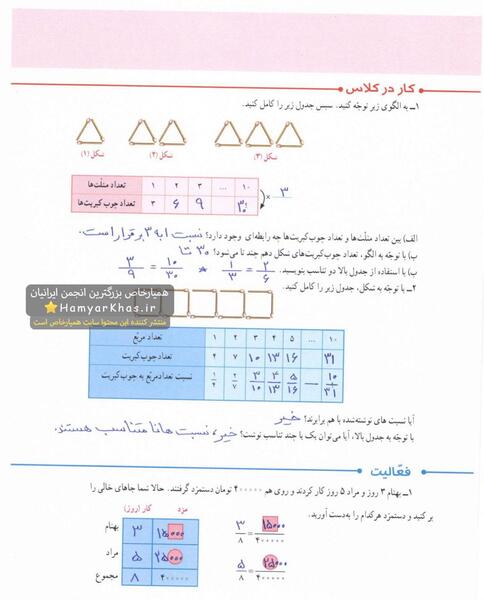 عکس صفحه کتاب ریاضی پنجم