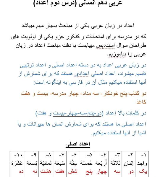 عکس کتاب عربی دهم انسانی