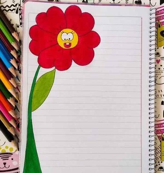 عکس نقاشی کنار دفتر املا
