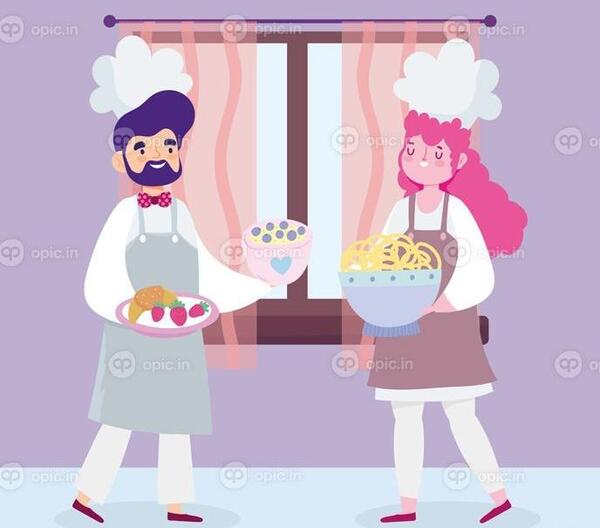 عکس آشپز کارتونی زن