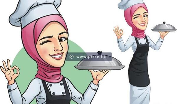 عکس کارتونی دختر آشپز