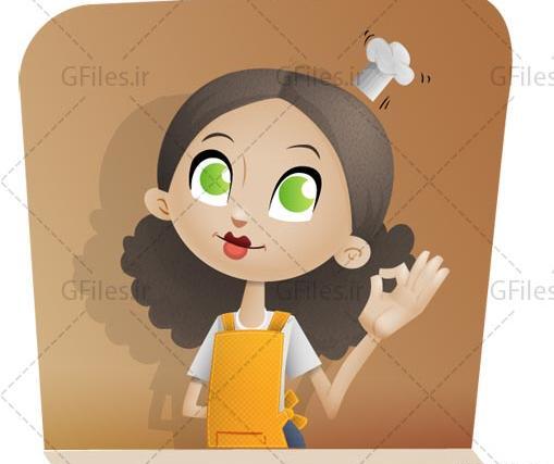 عکس کارتونی دختر آشپز