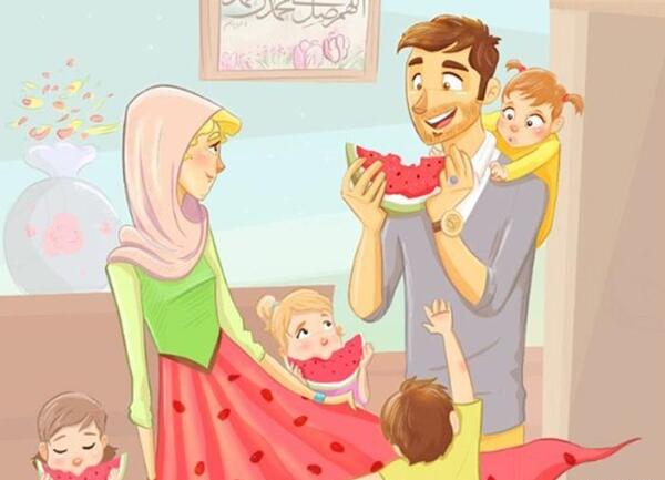 عکس کارتونی خانواده مذهبی