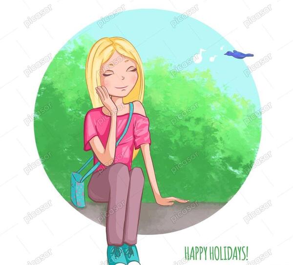 عکس دختر طبیعت کارتونی