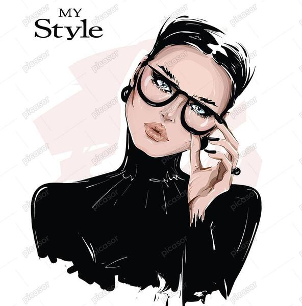 عکس کارتونی دختر چشم و ابرو مشکی