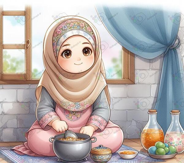 دخترونه عکس آشپزی کارتونی