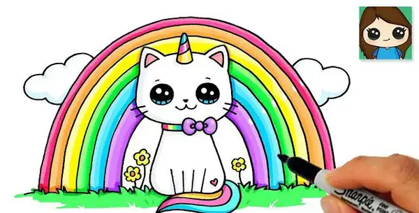 عکس گربه تک شاخ نقاشی