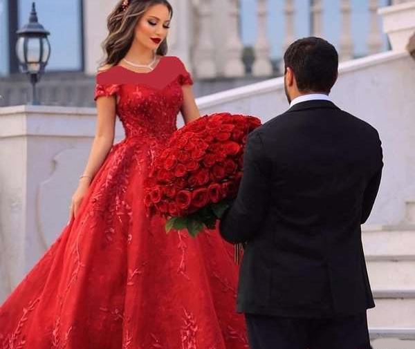 عکس لباس عروس با رنگ قرمز