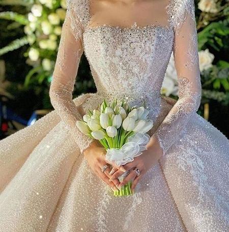 عکس لباس عروس به رنگ نباتی
