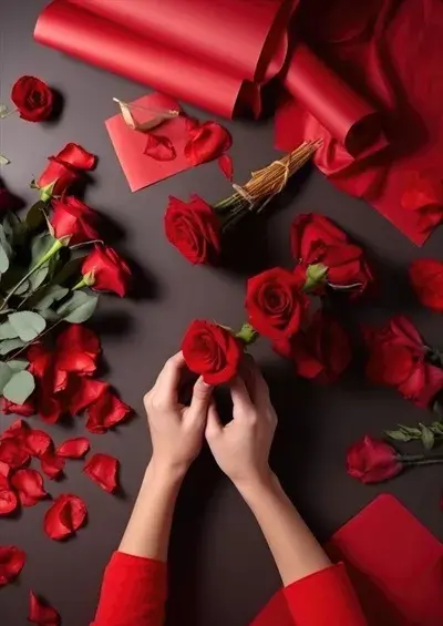 عکس شاخه گل رز در دست دختر