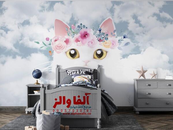 عکس طراحی گربه روی دیوار