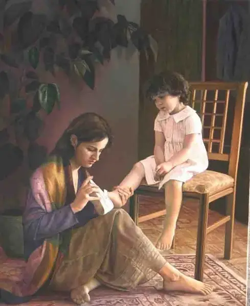 عکس مادر و دختر نقاشی