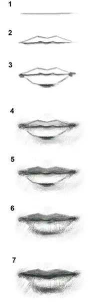 عکس طراحی لب با مداد