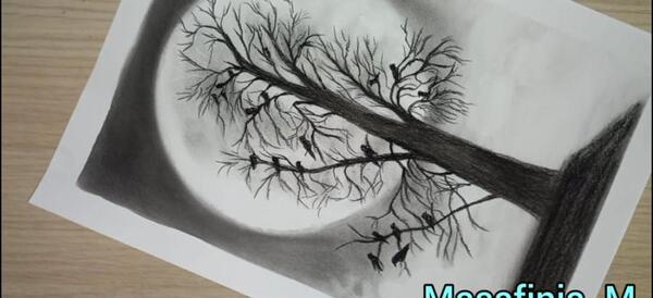 عکس نقاشی سیاه سفید منظره
