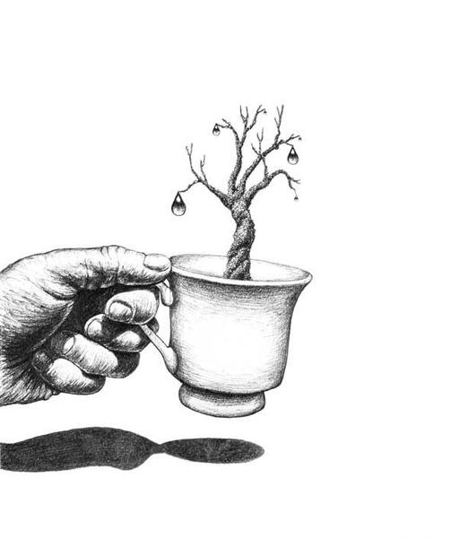 عکس نقاشی سیاه سفید منظره