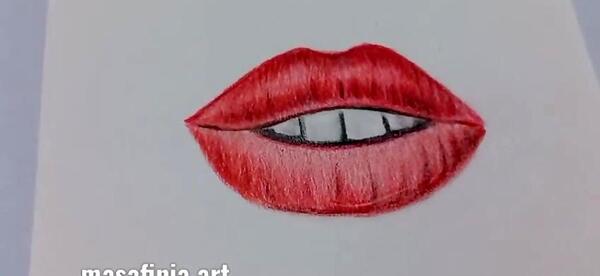 عکس نقاشی لب قرمز