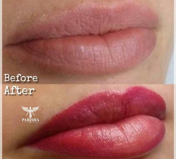 عکس خط لب و رژلب تاتو