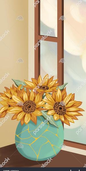 عکس گلدان لب پنجره