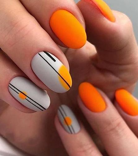 عکس ناخن نارنجی مات