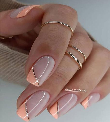 عکس ناخن هلویی فرنچ