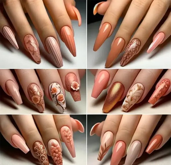 عکس ناخن رنگ هلویی