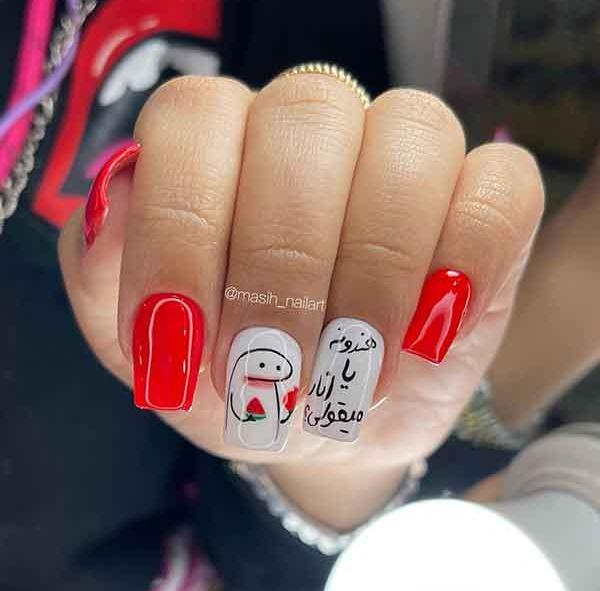 عکس ناخن یلدایی ساده