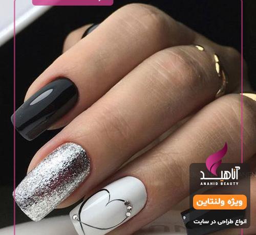 عکس ناخن سفید نقره ای