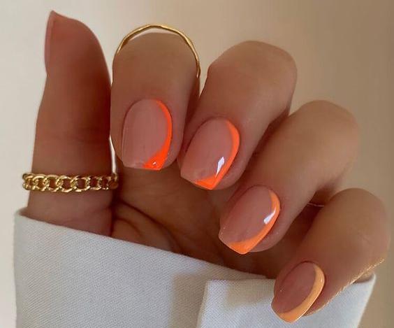 عکس ناخن نارنجی ساده